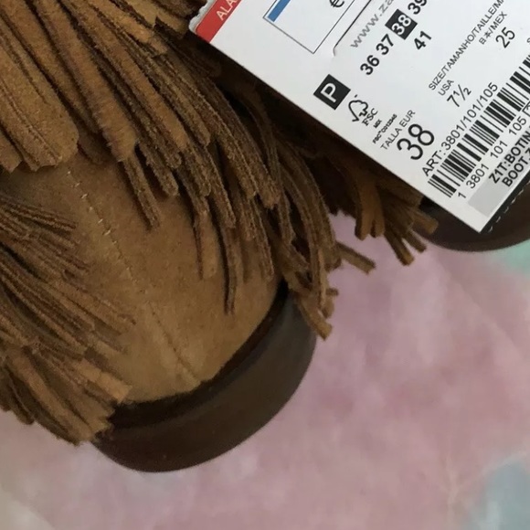 NWT ZARA TRIBAL FRINGE LEATHER ANKLE BOOTS SUEDE - Picture 8 of 8